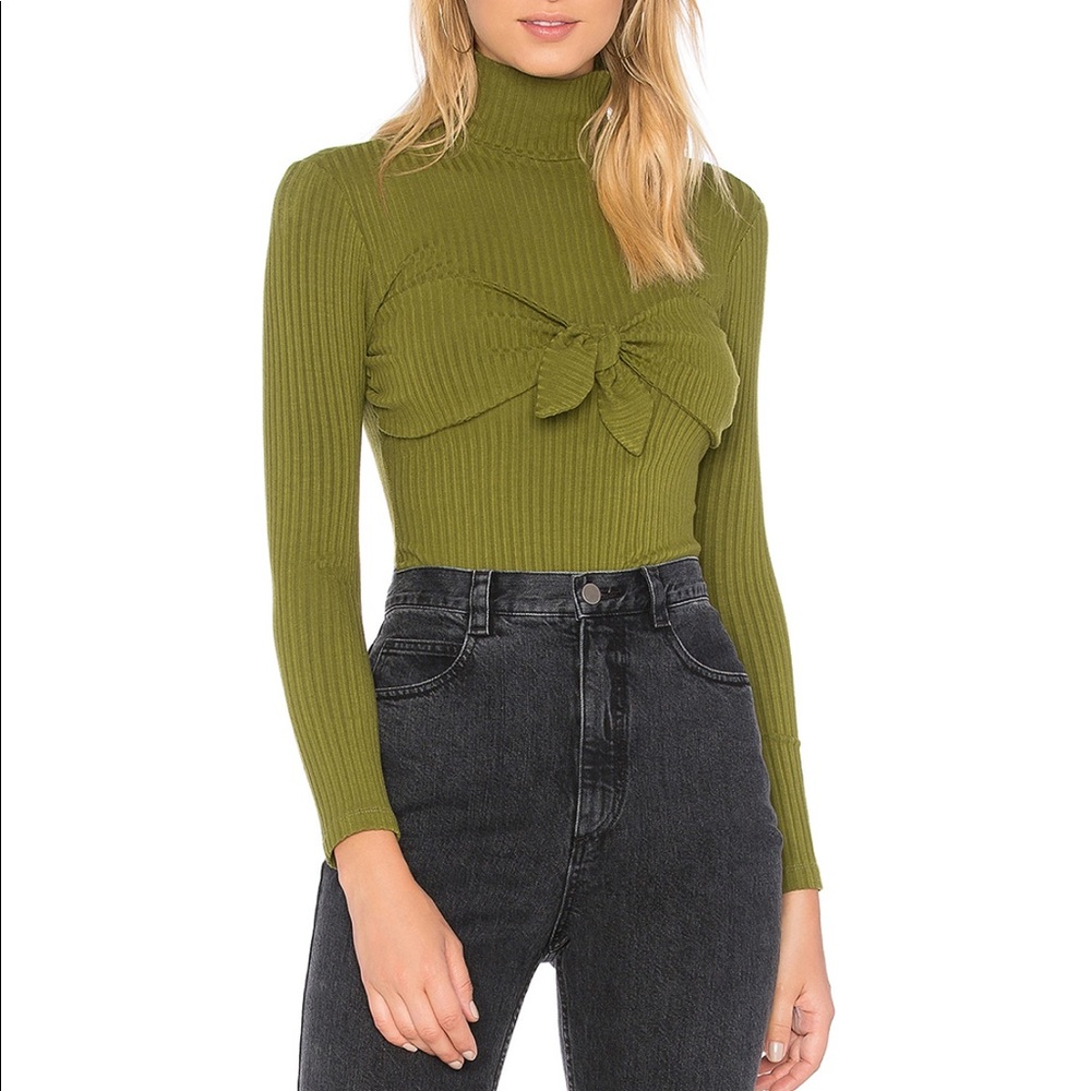 Mara Hoffman olive green front tie Sadie bodysuit